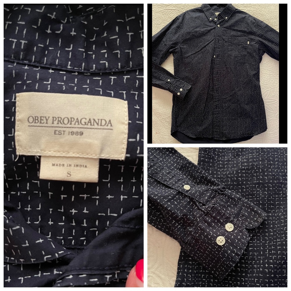 PROPAGANDA OBEY Long-sleeve Button Down Shirt.